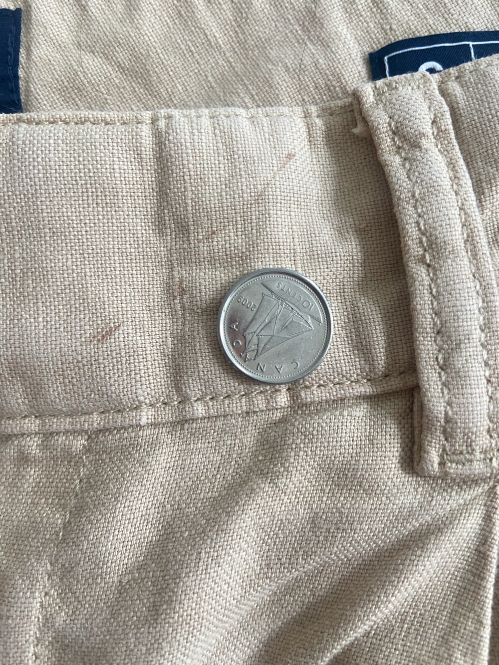 GAP Linen Cotton Wide Leg Trousers Size 6 Tan Pleated High Rise Pants Coastal - Picture 10 of 11